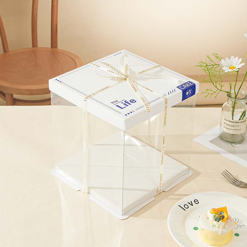 Caja de pastel transparente Caja de embalaje Caja de regalo Caja transparente Baloncesto de cumpleaños Caja de regalo de graduación Regalo rojo neto