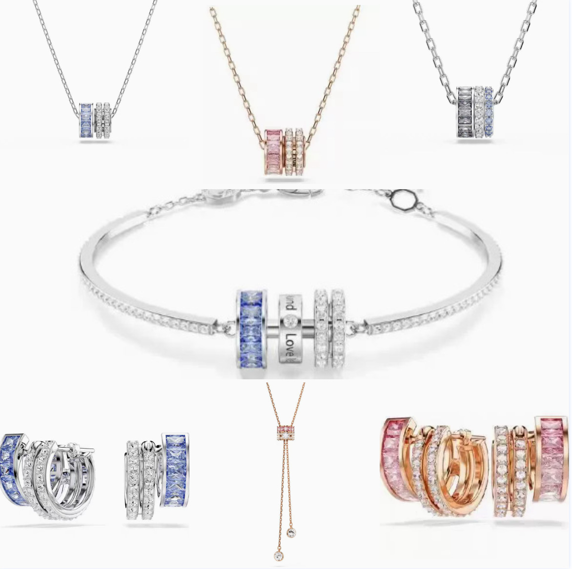 Swarovski 1:1 Replica Cross-Border Three-Ring Love Necklace for Women, Swarovski Element Crystal Clavicle Chain, Light Luxury