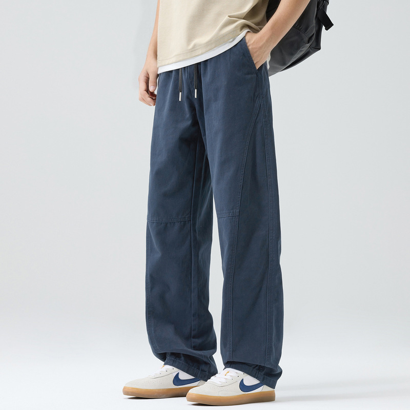 American-Style Sports Workwear Men's Trendy Drawstring Casual Pants Loose Straight Wide-Leg Men's Summer New Long Pants American-Style Sports Workwear Men's Trendy Drawstring Casual Pants Loose Straight Wide-Leg Men's Summer New Long Pants