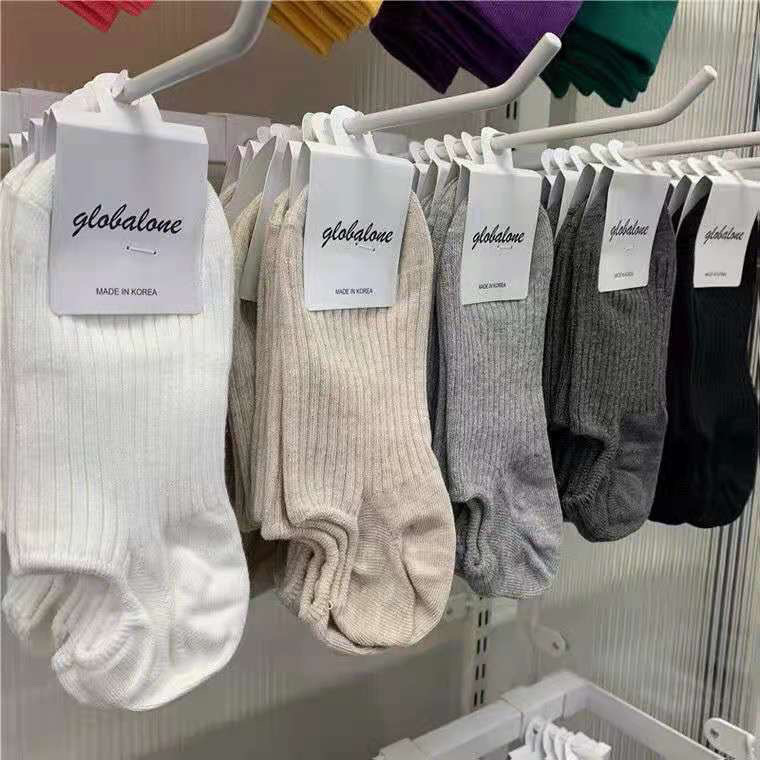 New Style Socks Women's Summer Short Socks Solid Color Boat Socks Retro Contrast Color Japanese Short Socks Simple Korean Short Socks