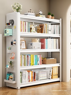 Steel Bookshelf Multi-Layer Floor-To-Ceiling Storage Rack Household Children's Simple Bookcase Integrated Wall-Mounted Living Room Storage Storage Rack