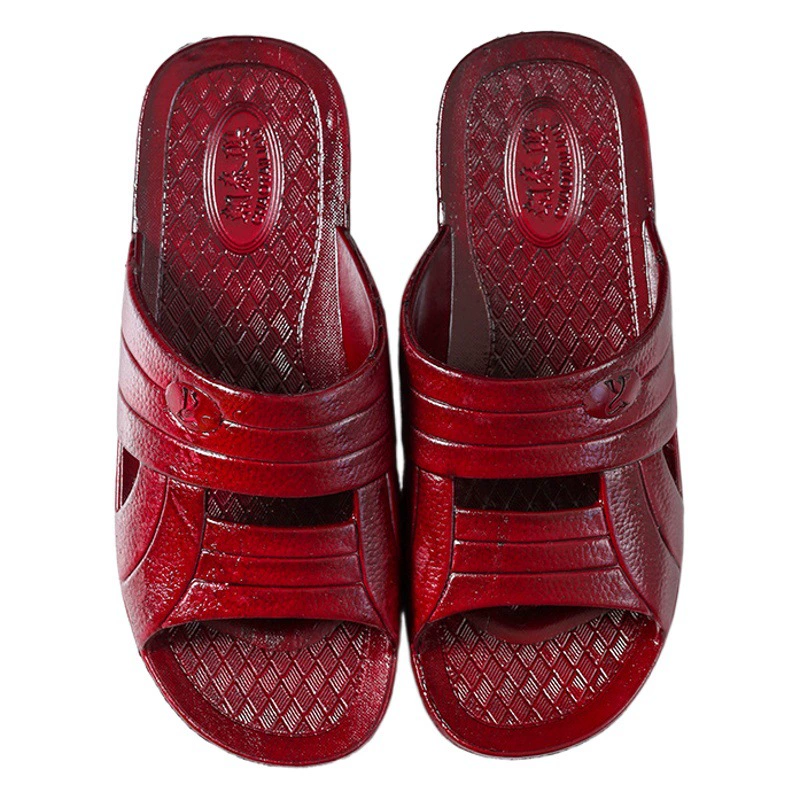 Красные Повседневные тапочки для взрослых с открытым носком в Корейском стиле из ПВХ, удобная модная пляжная верхняя одежда, тапочки с одним словом