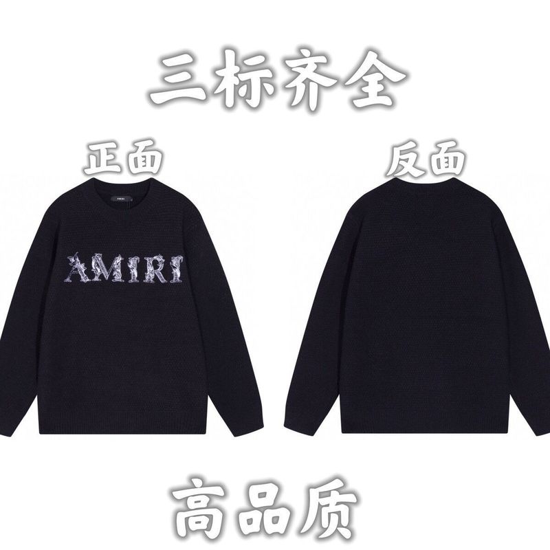 24秋冬新款潮牌字母满身logo圆领针织毛衣男女款宽松休闲上衣|undefined
