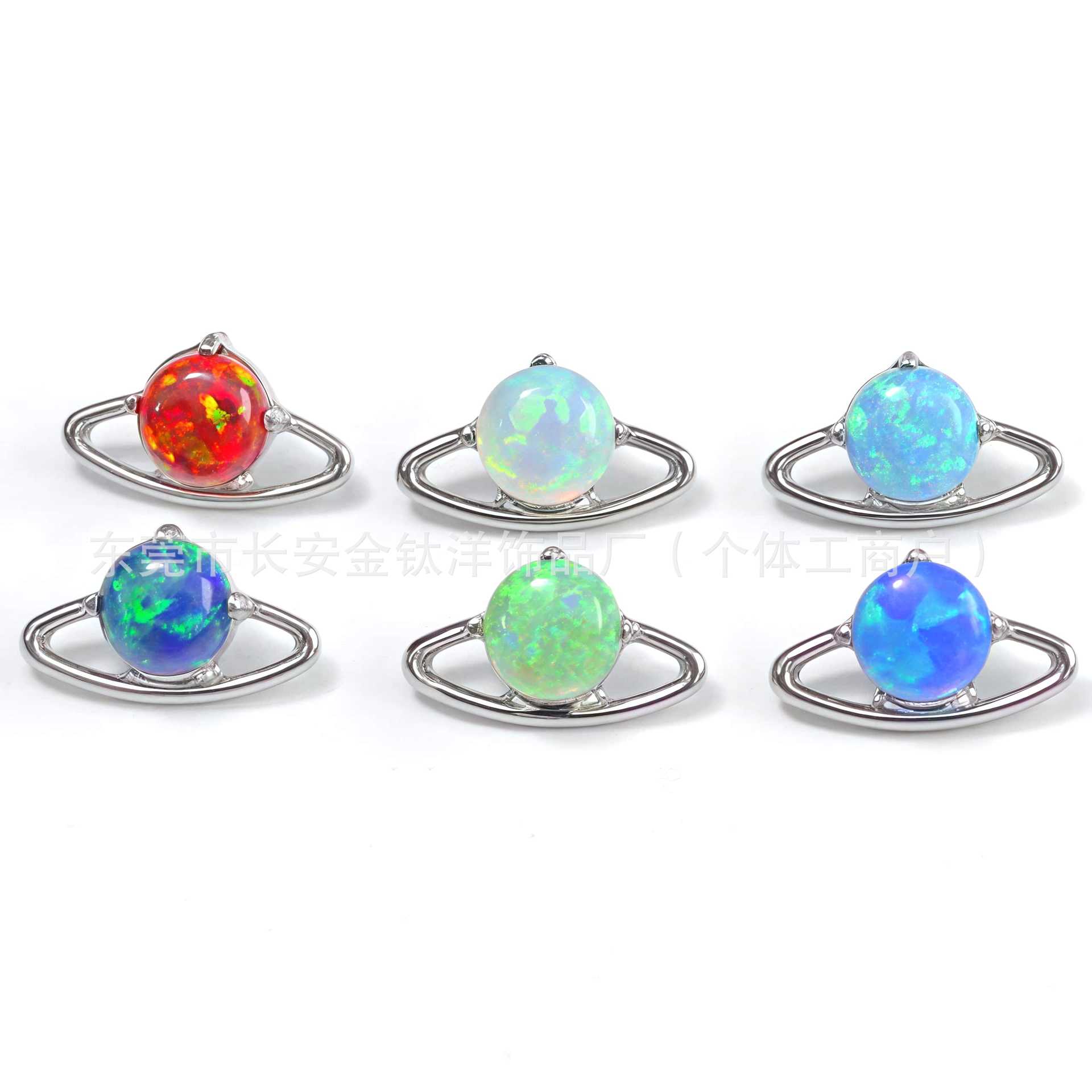F136 Titanium Round Planet Orbit Opal Lip Stud Earring Cochlear Ear Bone Stud G23 Titanium Alloy Piercing Jewelry detail image 8
