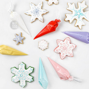 Add small size 7 inch disposable thickened piping bag writing fine line icing biscuit transparent pull line around 1 full