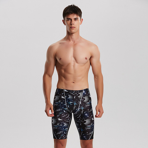  new hot-selling men's swimming trunks five-quarter length comfortable high-elastic hot spring vacation adult swimming trunks
