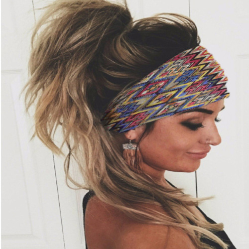 Cross-border headscarf fashionable paisley retro wide-brimmed printed headband European and American ethnic palace ladies sports headband