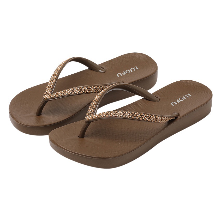 Flip-flop rofu Chanclas de verano para mujer al aire libre baño antideslizante baño Baño playa Chanclas de madera contrachapada natación fresco