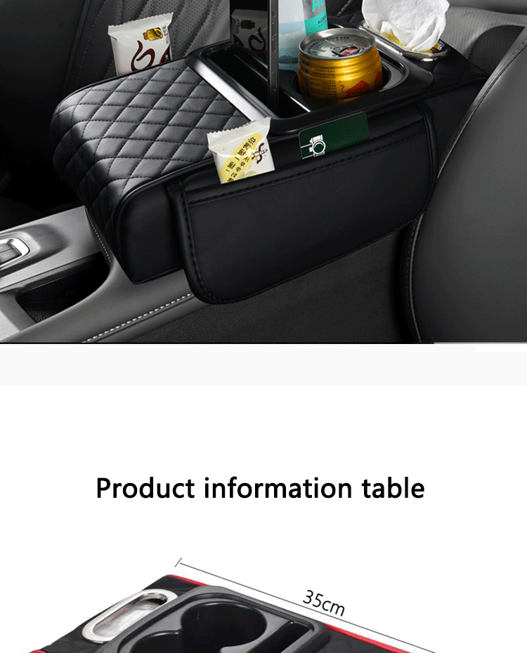 Four-In-One Car Armrest Box Pad, Multi-Functional Storage with Cup Holder, Mobile Phone Pocket, Armrest Box Heightening Pad