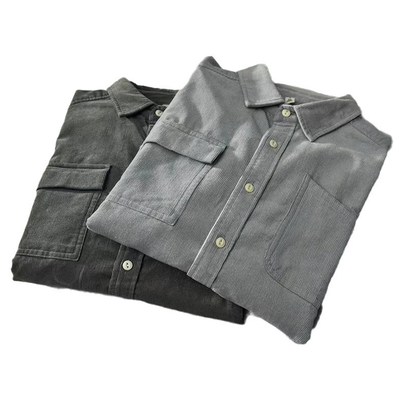 Hermosa camisa de pana de moda japonesa guapa camisa de moda para hombres chaqueta de camisa casual de manga larga estilo de Hong Kong