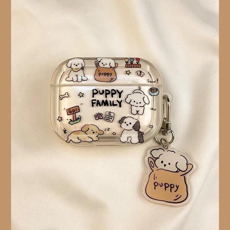Puppy-Shaped Case Suitable for AirPods 4Th Generation Protective Cover, Apple AirPods Pro 2Nd and 3Rd Generation Bluetooth Earphone Case
