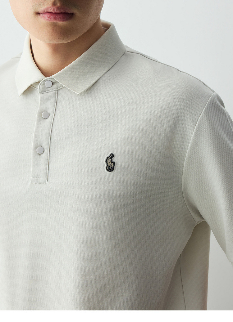 Áo polo nam ngắn tay cổ bẻ chất liệu pique thêu logo nhỏ — đen chi tiết 26