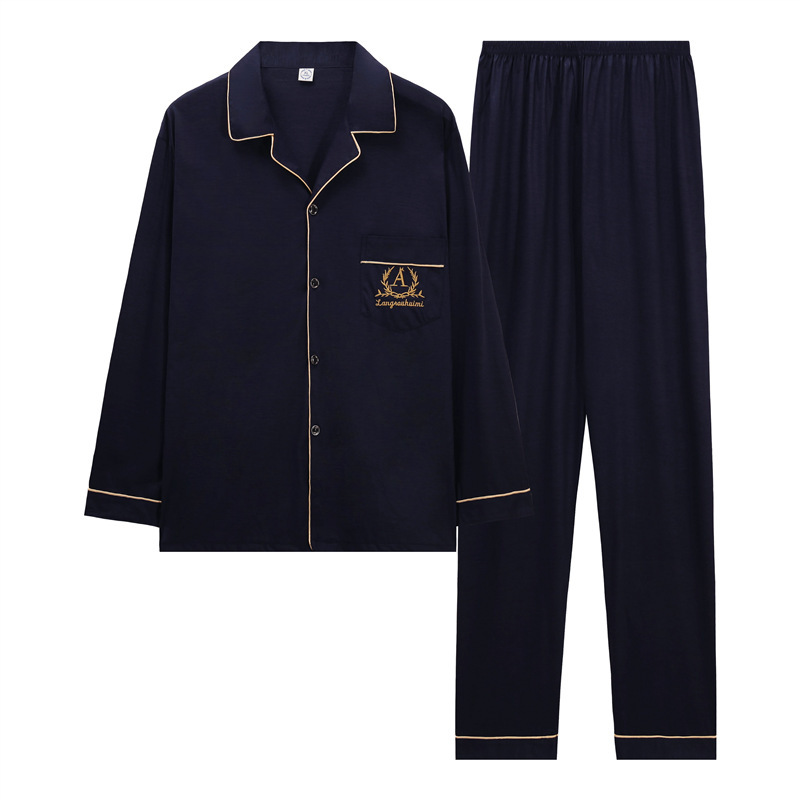 100% algodón pijamas de los hombres de manga larga de primavera, Otoño e Invierno DE LA Juventud más tamaño ropa de casa traje casual de otoño e invierno