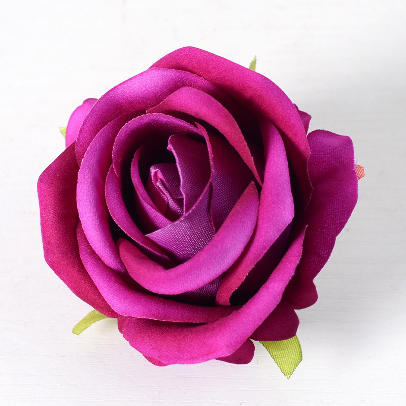 Simulación pequeña franela Rosa flor cabeza boda Boda boda coche escena Hotel diseño flor pared Arco seda Flor al por mayor