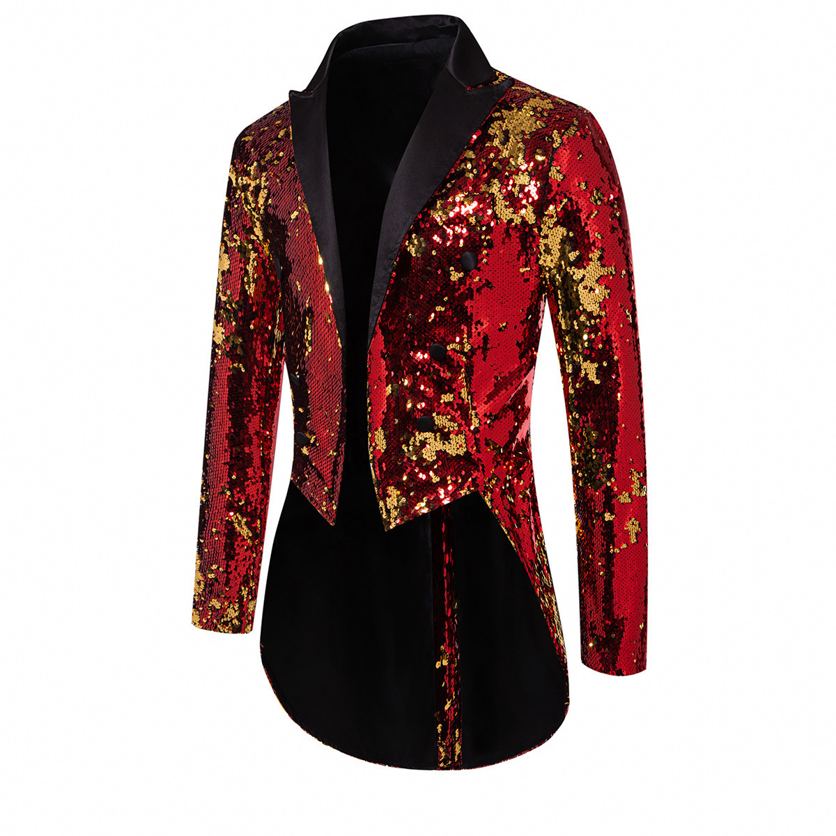 Men's Sequin Tuxedo Blazer Slim Fit Rhinestone Tailcoat For Stage_voghion.com