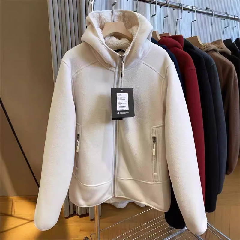 Heavy cattle! Black Technology Heating Double-sided Fleece Thickened Warm Couple Hooded Sweater Short Coat Winter