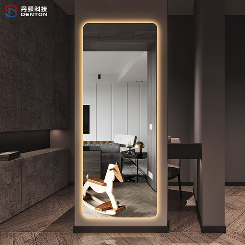 Smart borderless dressing mirror LED light wall-mounted full-length mirror rounded hanging fitting room mirror with light decorative mirror