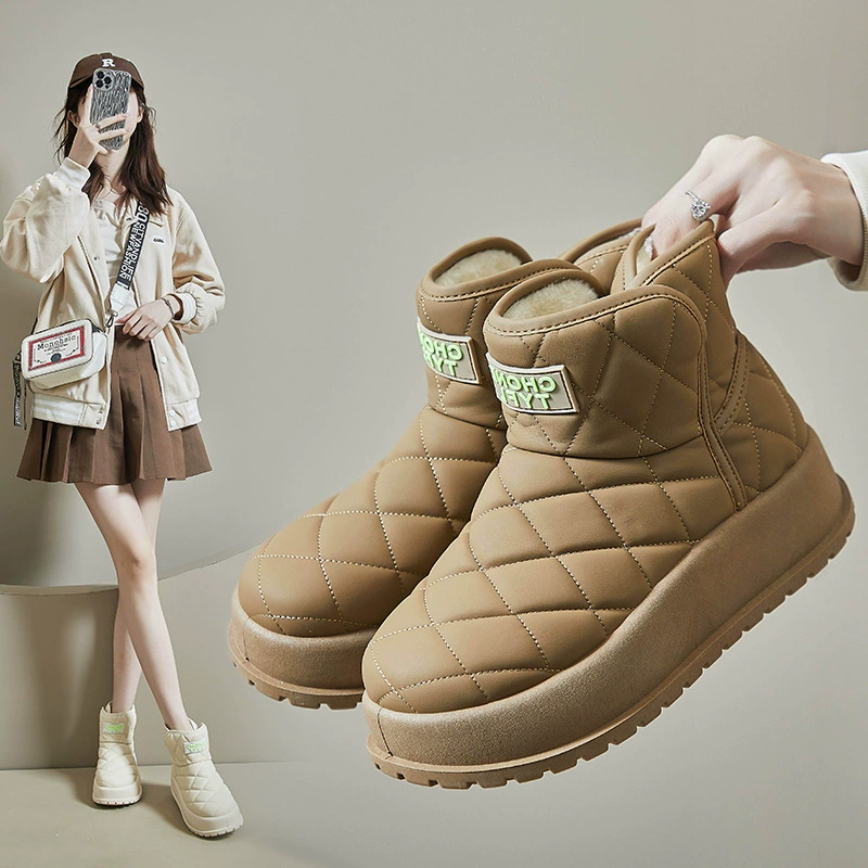 Бархатные высокие зимние ботинки для женщин 2025, новые студенческие, в корейском стиле, теплые повседневные туфли, хлопковые ботинки MX7807