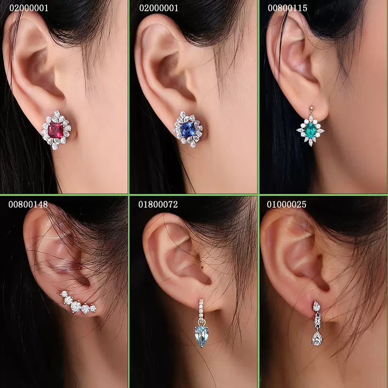 跨境轻奢风精致耳环女镶嵌宝石莫桑贵妇宴会耳饰高级闪亮时尚首饰