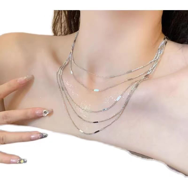 13g Weight Layered Necklaces Classification 1 Piece Quantity Party, Carnival, Street Occasion Alloy Material Solid Color Pattern Women's Gender Plating Design Streetwear Style Streetwear Solid Color Alloy Plating Women's Layered Necklaces 无