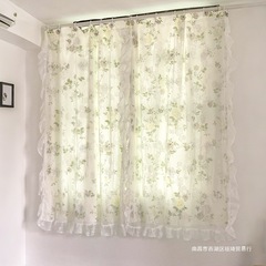 フランスの花柄カーテン、遮光、パンチングなしの取り付け、賃貸住宅の改修、寝室の出窓、2025年の新しいスタイル
