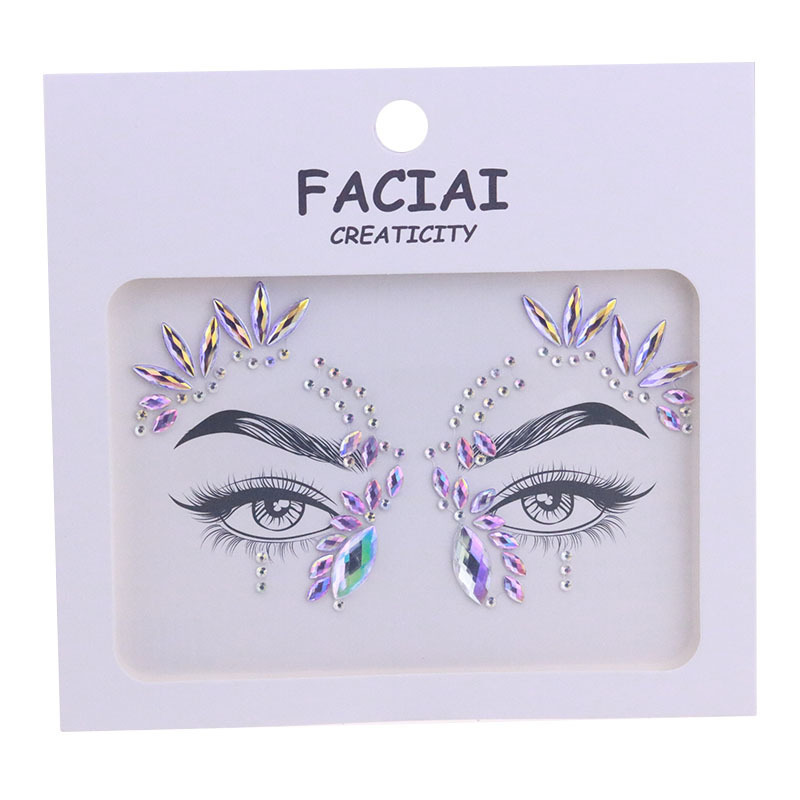 Stage Performance Facial Modeling Makeup Sticker Diamond Festival Party Company Tail Teeth Program Performance Personality Dress-up Sticker Diamond