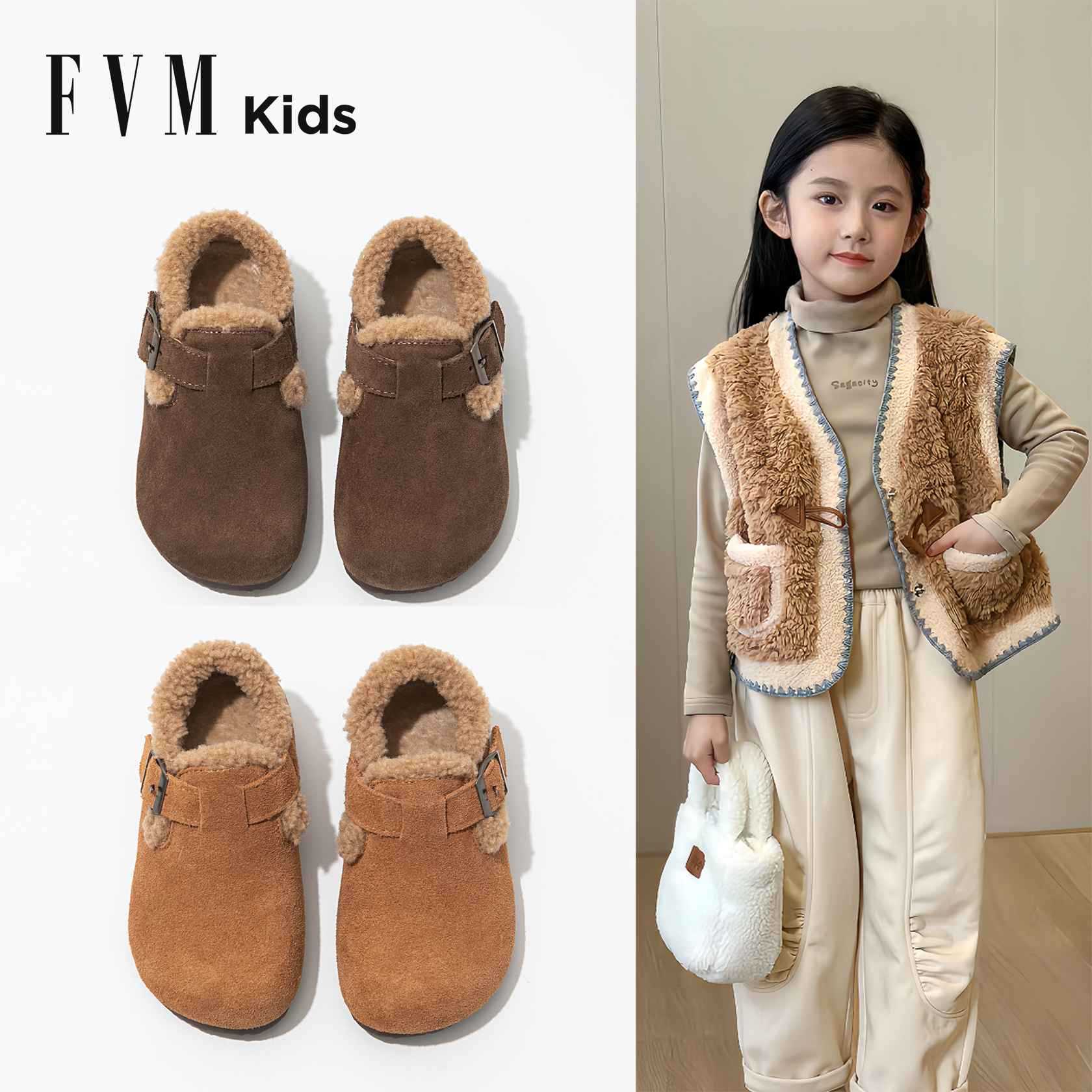 女童二棉鞋子儿童雪地靴勃肯2025秋冬季新款毛毛加绒宝宝冬鞋大童