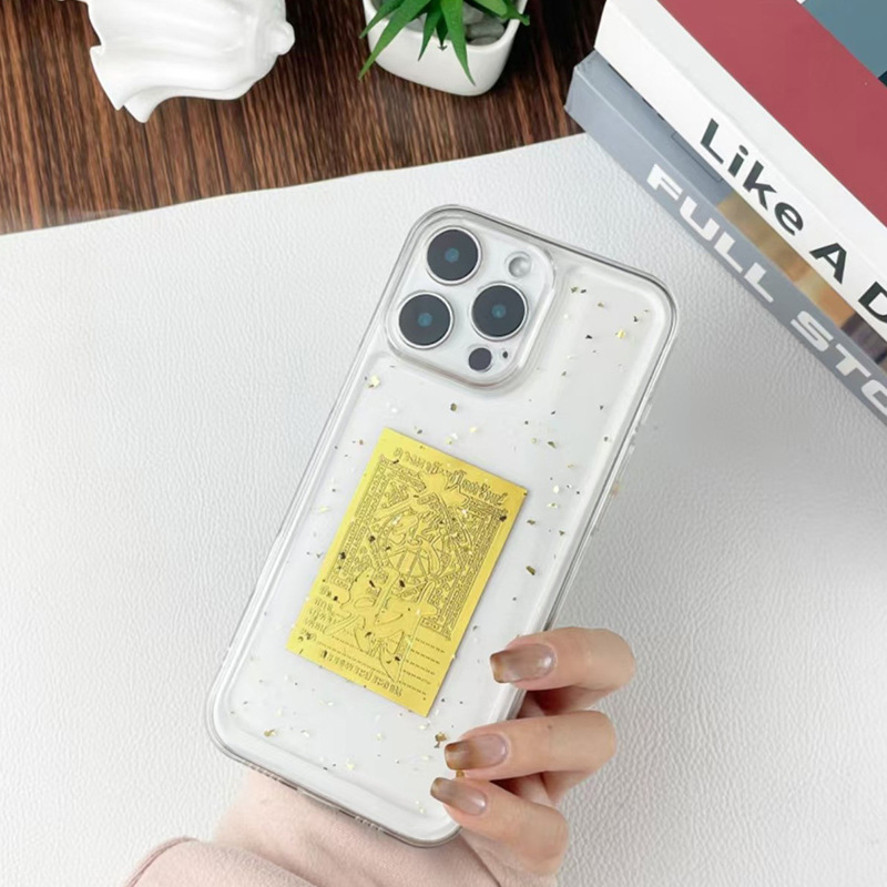 Aplicable para iPhone16promax Daily Jin Dou oro suave manzanas 17 lámina de oro goteo de goma caso de teléfono móvil Año Nuevo hacer fortuna15