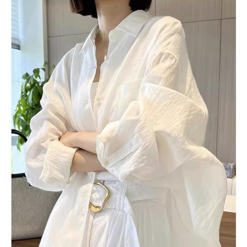 Han Yaiyin 2025 Trendy Long-Sleeve Sun Shirt for Women Spring and Summer Thin Version Loose Casual Workwear Top