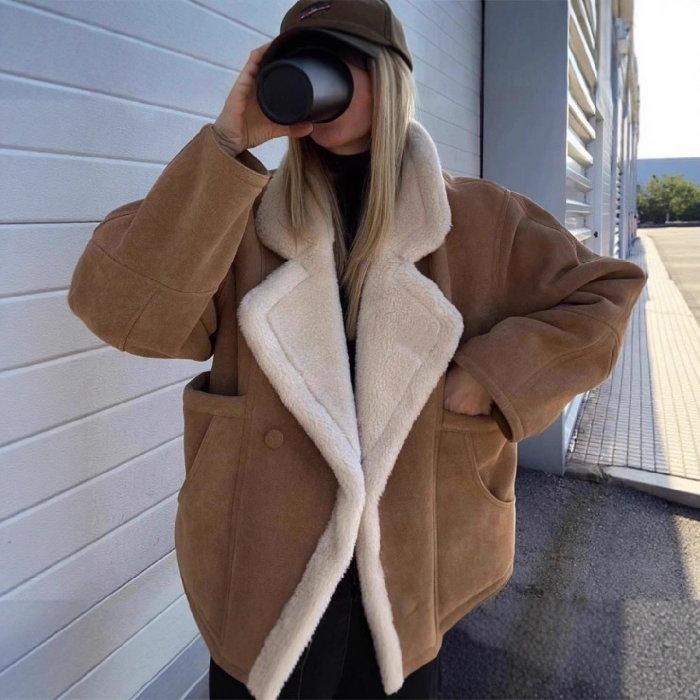 2026 Cross-Border Autumn and Winter New European and American Women's Fashion Loose Warm Retro Lamb Wool Coat for Women