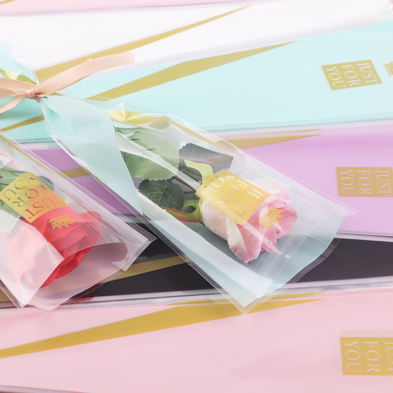 Bolsa de Plástico OPP para Ramo de Flores con Diseño de Corona y Rosa Individual para el Día de San Valentín, Venta al por Mayor
