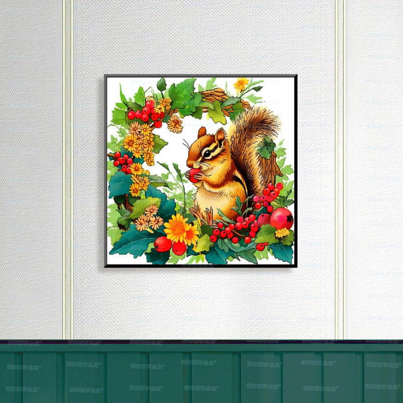 Mona Lisa real bordado cruzado ardilla fruta lindo dibujos animados piezas minimalistas modernas bordado de hilo hecho a mano image 4