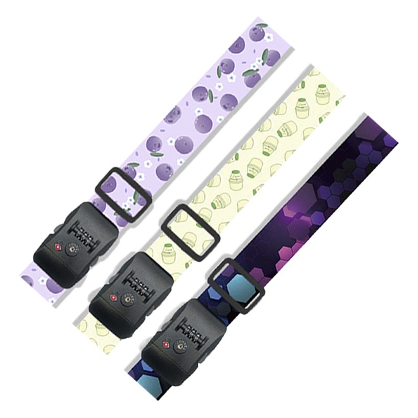 One-word tsa Customs lock password luggage belt thermal transfer pattern logo reinforcement anti-theft polyester 2024 New