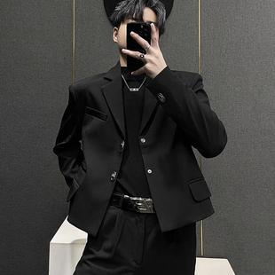 2025 New Spring and Autumn Niche Shoulder Pad Short Small Suit Jacket Men's High-end Casual Loose Suit for Men