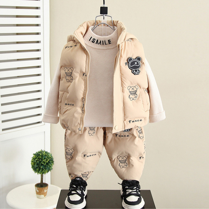 6992 chaleco de algodón para niños chaleco de dos piezas para niños 2025 otoño e invierno nuevo traje de invierno para niños