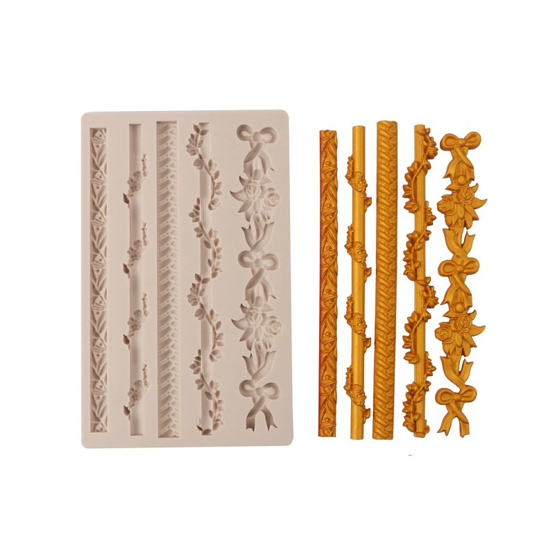 Patrón de estilo europeo en relieve fondant molde de silicona ritmo seco Flor DE LA Perla Vid borde decoración de la torta del molde de chocolate