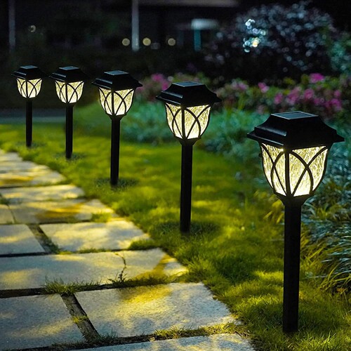 Cross-border solar outdoor garden lights retro antique grid lights courtyard garden ground lights atmosphere lights torch lights