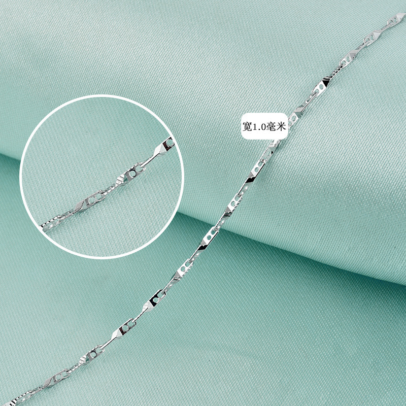 Fuente de fábrica Collar Hip Hop europeo y americano S925 plata 1.0 doble cadena redonda transfronteriza simple cadena de viento