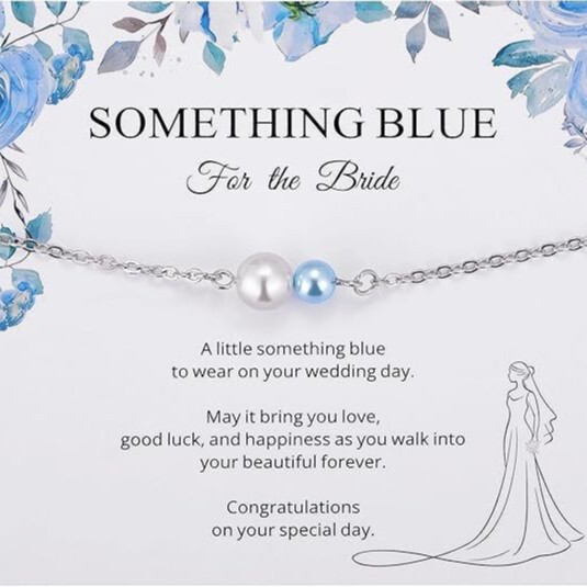 Cross-Border Niche Design Blue and White Pearl Bracelet and Anklet for Women, Simple and Personalized Adjustable Stainless Steel Chain Bracelet for Women