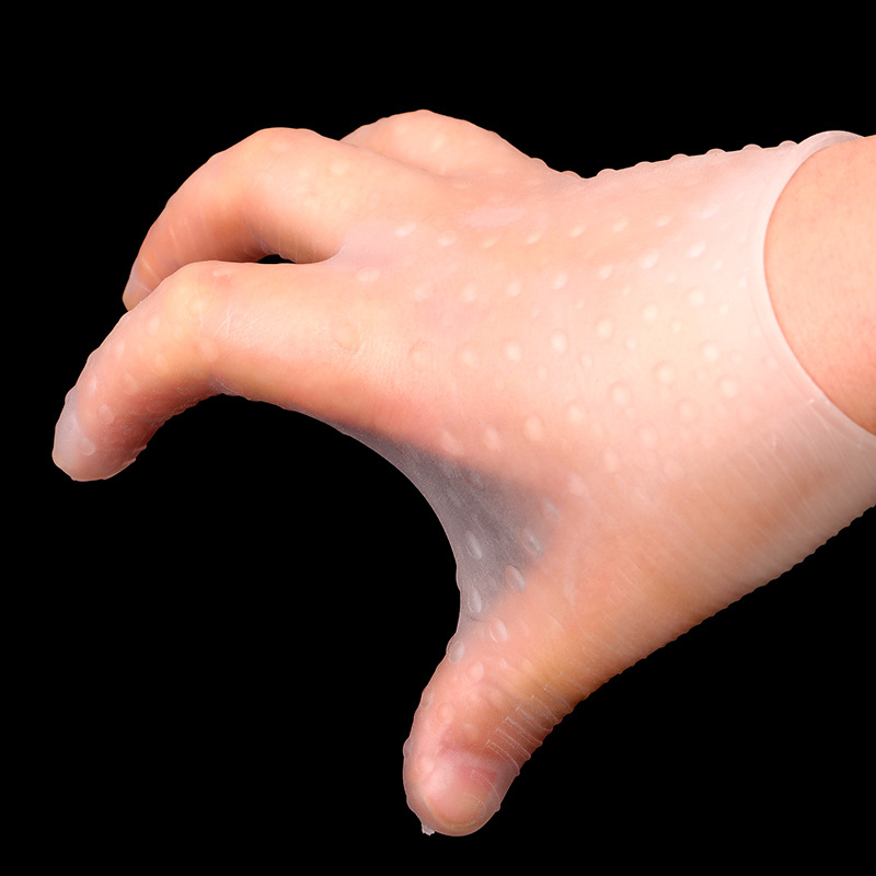 Dotted Silicone Erotic Massage Gloves, Textured Foreplay Teasing Gloves with Finger Sleeves — detail image 10