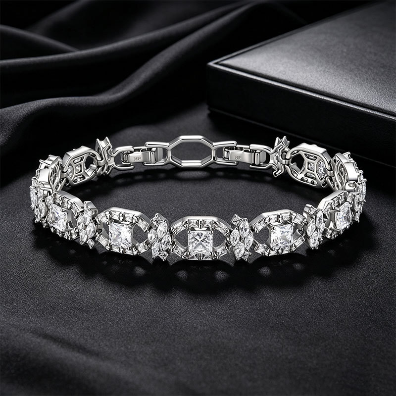 Pulsera Geométrica Cuadrada de Aleación de Cobre para Mujer image 8
