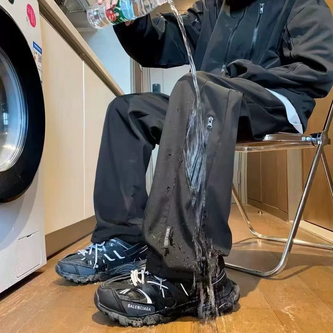 2025秋冬季跨境防风防水冲锋裤男款冬季潮牌抽绳束脚工装裤子户外