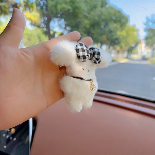 Keychain cartoon female pendant Internet celebrity pendant cute plush car bag goddess cartoon cute rabbit decorative car pendant