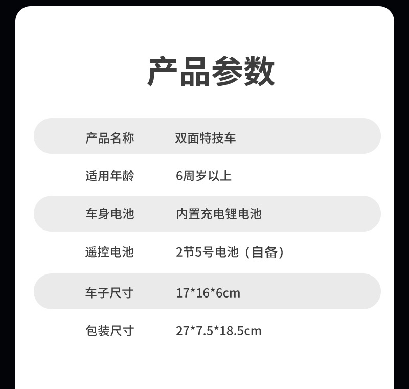 跨境热销儿童双面特技漂移遥控车四驱越野车2.4G汽车玩具地摊批发详情15