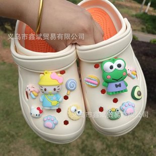 New Sanrio Detachable Shoe Charms DIY Clog Accessories Cartoon 3D Kt Cat Frog Set Shoe Buckle Accessories