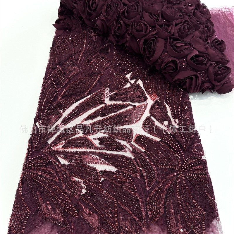 Fabricante explosivo 3D tridimensional tela bordada nicho de diseño hermoso de alta fijación tela de vestido de cabina image 6