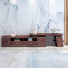 實木電視櫃客廳組合套裝伸縮現代簡約電視機地櫃中國風長款影視櫃