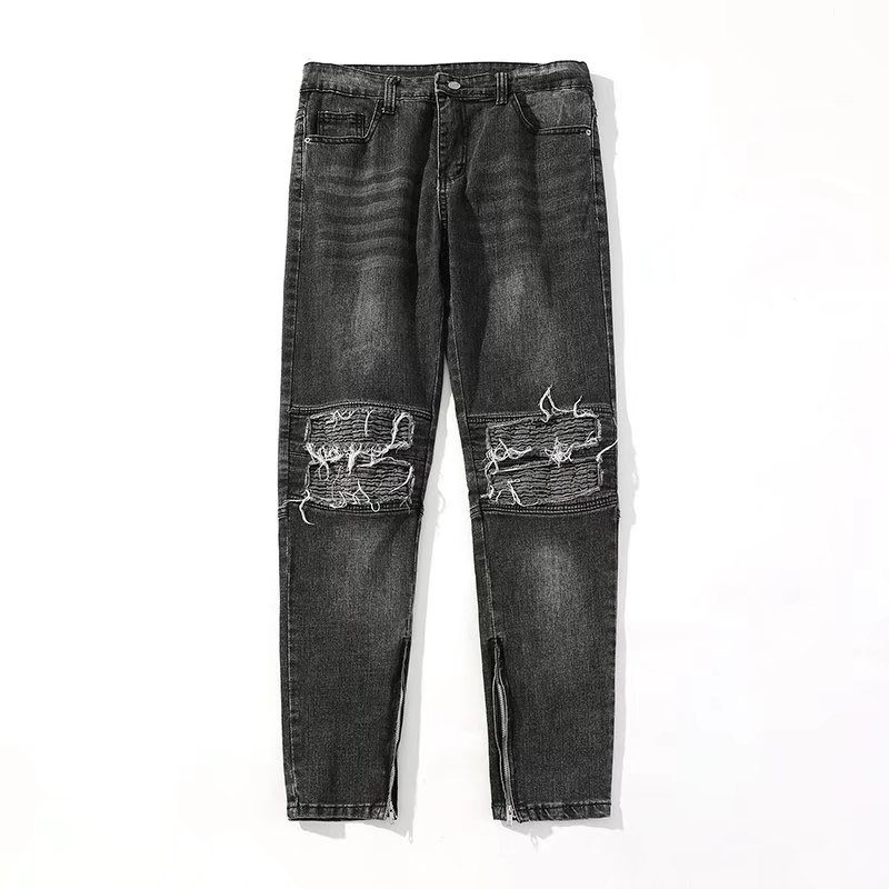 Men's Slim Fit Ripped Jeans - Stretch Denim Pants With Distressed Details For Casual Streetwear_mkmklike.com