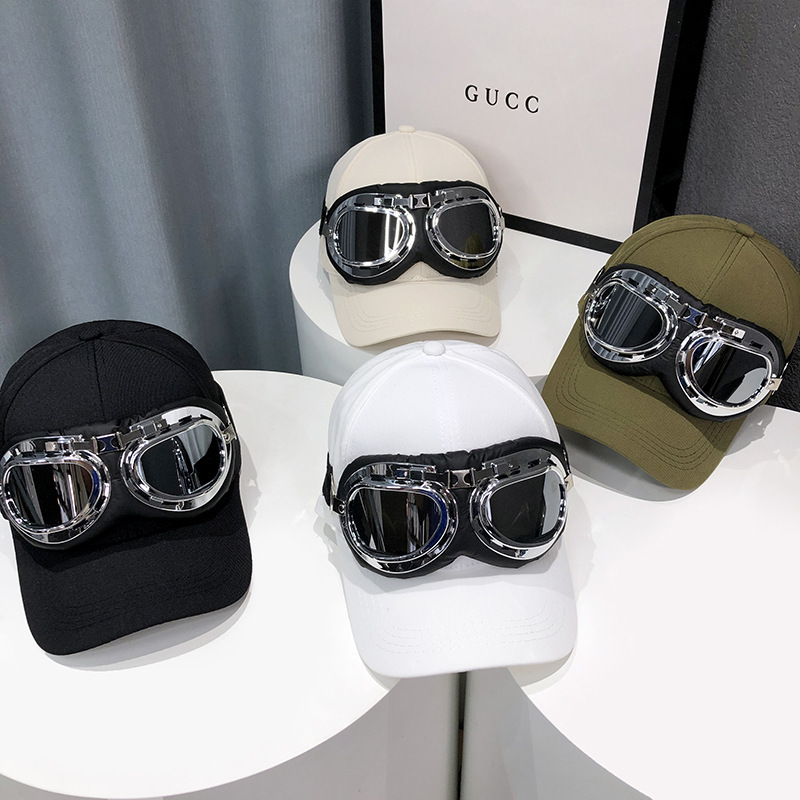 Pilot hat men's fashionable new style with sunglasses baseball cap Women's Korean style street personality all-match glasses peaked cap