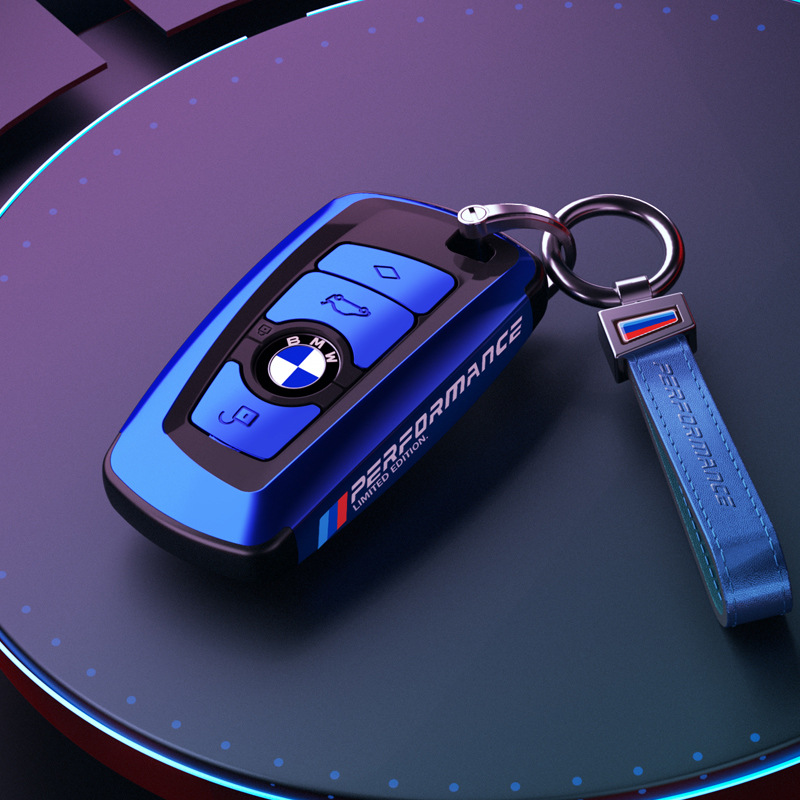 전기 도금된 사각형 파란색 + 총 검정색 가죽 로프 버클